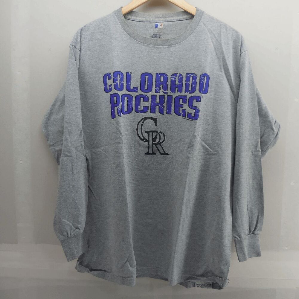 Colorado Rockies MLM Long Sleeve Heather Gray T shirt Mens Large Baseball Spring - Picture 2 of 4